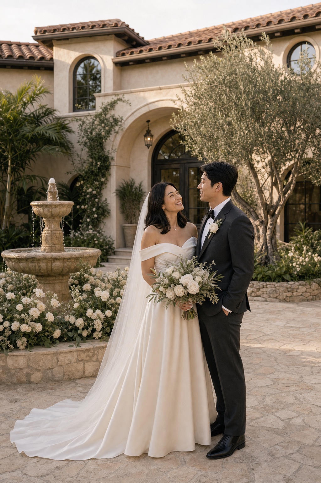AI wedding-day visualization of Sofia + Daniel in The Mansion